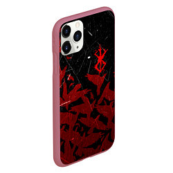 Чехол iPhone 11 Pro матовый БЕРСЕРК КЛЕЙМО ЛОГО СТАЯ ВОРОН, RED CROW, цвет: 3D-малиновый — фото 2