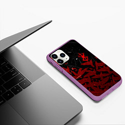 Чехол iPhone 11 Pro матовый БЕРСЕРК КЛЕЙМО ЛОГО СТАЯ ВОРОН, RED CROW, цвет: 3D-фиолетовый — фото 2