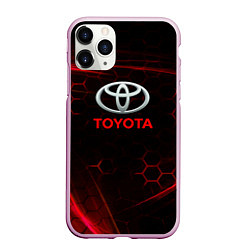 Чехол iPhone 11 Pro матовый Toyota Неоновые соты, цвет: 3D-розовый