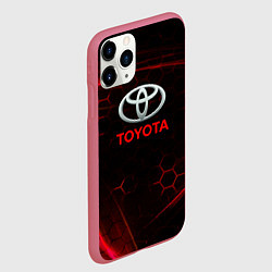 Чехол iPhone 11 Pro матовый Toyota Неоновые соты, цвет: 3D-малиновый — фото 2