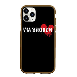 Чехол iPhone 11 Pro матовый Im broken с разбитым сердцем, цвет: 3D-коричневый