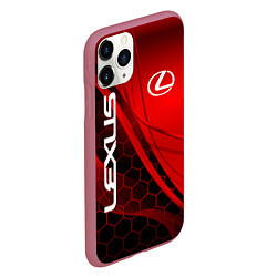 Чехол iPhone 11 Pro матовый LEXUS RED GEOMETRY ЛЕКСУС, цвет: 3D-малиновый — фото 2