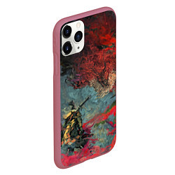 Чехол iPhone 11 Pro матовый Sekiro Самурай против дракона, цвет: 3D-малиновый — фото 2