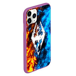 Чехол iPhone 11 Pro матовый TES SKYRIM BATTLE FIRE БИТВА ОГНЕЙ, цвет: 3D-фиолетовый — фото 2