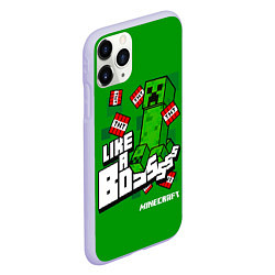 Чехол iPhone 11 Pro матовый LIKE A BOSS Minecraft Creepe, цвет: 3D-светло-сиреневый — фото 2