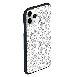 Чехол iPhone 11 Pro матовый Зимнее дудл настроение, цвет: 3D-черный — фото 2