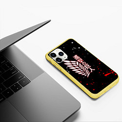 Чехол iPhone 11 Pro матовый ATTACK ON TITAN БРЫЗГИ КРАСОК, цвет: 3D-желтый — фото 2