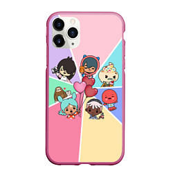Чехол iPhone 11 Pro матовый TOCA BOCA WORLD HEROES ТОКА БОКА, цвет: 3D-малиновый