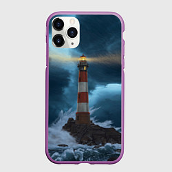 Чехол iPhone 11 Pro матовый НОЧНОЙ МАЯК, цвет: 3D-фиолетовый