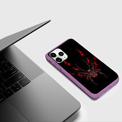 Чехол iPhone 11 Pro матовый Красно белый паук, цвет: 3D-фиолетовый — фото 2