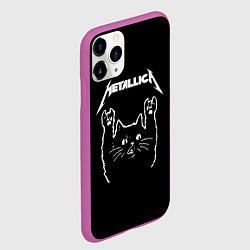 Чехол iPhone 11 Pro матовый Meowtallica, цвет: 3D-фиолетовый — фото 2