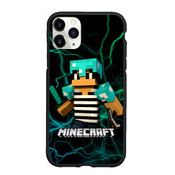 Чехол iPhone 11 Pro матовый Minecraft молнии, цвет: 3D-черный
