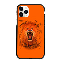 Чехол iPhone 11 Pro матовый ЛЕВ СКВОЗЬ ТКАНЬ, цвет: 3D-черный