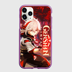 Чехол iPhone 11 Pro матовый Геншин импакт: Кадзуха, цвет: 3D-фиолетовый