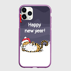 Чехол iPhone 11 Pro матовый Happy New Year 2022 Тигр, цвет: 3D-фиолетовый