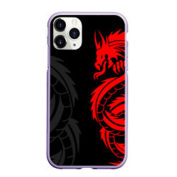 Чехол iPhone 11 Pro матовый КРАСНЫЙ ДРАКОН ТАТУ RED DRAGON TATTOO, цвет: 3D-светло-сиреневый