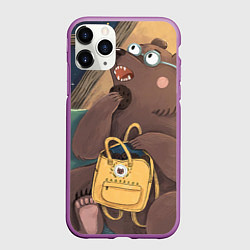 Чехол iPhone 11 Pro матовый Мечтающий медведь, цвет: 3D-фиолетовый