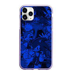 Чехол iPhone 11 Pro матовый SONIC BLUE PATTERN СИНИЙ ЁЖ, цвет: 3D-светло-сиреневый