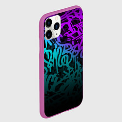 Чехол iPhone 11 Pro матовый НЕОНОВОЕ ГРАФФИТИ NEON, цвет: 3D-фиолетовый — фото 2