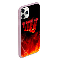 Чехол iPhone 11 Pro матовый Кулак One Punch-Man в огне, цвет: 3D-розовый — фото 2