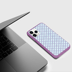 Чехол iPhone 11 Pro матовый Клетка с узором, цвет: 3D-фиолетовый — фото 2