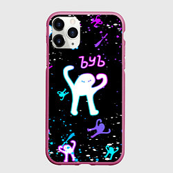 Чехол iPhone 11 Pro матовый КОТ ЪУЪ СЪУКА NEON, цвет: 3D-малиновый