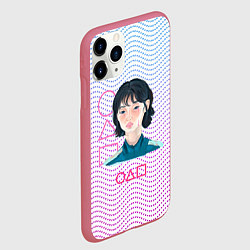Чехол iPhone 11 Pro матовый Девушка из Игры в кальмара, цвет: 3D-малиновый — фото 2