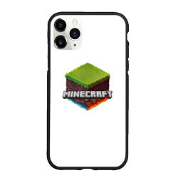 Чехол iPhone 11 Pro матовый Minecraft кубик, цвет: 3D-черный