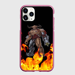 Чехол iPhone 11 Pro матовый CYBER DEMON КИБЕР ДЕМОН спина, цвет: 3D-малиновый