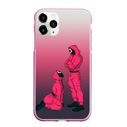Чехол iPhone 11 Pro матовый Стражи из игра в кальмара, подчинение круга квадра, цвет: 3D-розовый