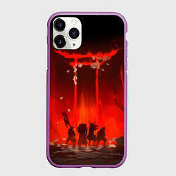 Чехол iPhone 11 Pro матовый GHOST OF TSUSHIMA САМУРИ В ОГНЕ, цвет: 3D-фиолетовый