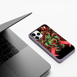 Чехол iPhone 11 Pro матовый DOOM SLAYER И СИЛЫ ЗЛА, ДЕМОНЫ, цвет: 3D-серый — фото 2