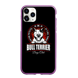 Чехол iPhone 11 Pro матовый Бультерьер Bull Terrier, цвет: 3D-фиолетовый