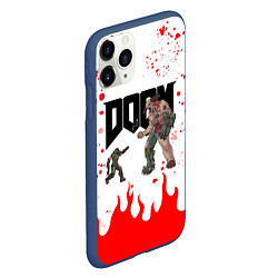 Чехол iPhone 11 Pro матовый Doomguy vs Cyberdemon спина, цвет: 3D-тёмно-синий — фото 2
