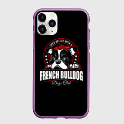 Чехол iPhone 11 Pro матовый Французский Бульдог French Bulldog, цвет: 3D-фиолетовый