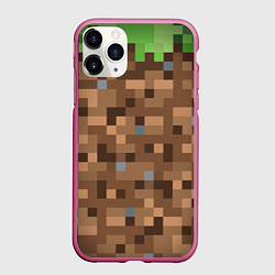 Чехол iPhone 11 Pro матовый ЗЕМЛЯ DIRT MINECRAFT, цвет: 3D-малиновый