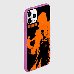 Чехол iPhone 11 Pro матовый Сайтама образ в силуэте One Punch-Man, цвет: 3D-фиолетовый — фото 2