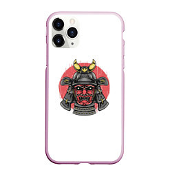 Чехол iPhone 11 Pro матовый Красный Шлем Самурая, цвет: 3D-розовый