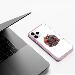 Чехол iPhone 11 Pro матовый Красный Шлем Самурая, цвет: 3D-розовый — фото 2