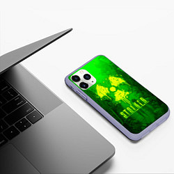 Чехол iPhone 11 Pro матовый STALKER LOGO RADIATOIN NEON TOXIC, цвет: 3D-светло-сиреневый — фото 2