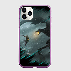 Чехол iPhone 11 Pro матовый TES FUS RO DAH DRAGON, цвет: 3D-фиолетовый