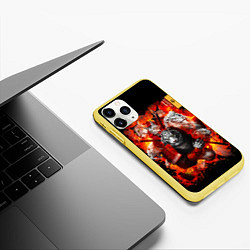 Чехол iPhone 11 Pro матовый Водяной Тигр 2022 и крупные кошки лев, рысь, цвет: 3D-желтый — фото 2