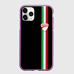 Чехол iPhone 11 Pro матовый DUCATI MOTOCYCLE ITALY LINE, цвет: 3D-фиолетовый