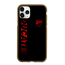 Чехол iPhone 11 Pro матовый DUCATI BLACK RED LINE, цвет: 3D-коричневый