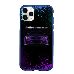 Чехол iPhone 11 Pro матовый BMW M4 PERFORMANCE, цвет: 3D-тёмно-синий