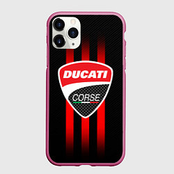 Чехол iPhone 11 Pro матовый DUCATI CARBON LOGO ITALY CONCERN, цвет: 3D-малиновый