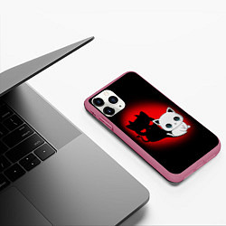 Чехол iPhone 11 Pro матовый КОТИК ДЬЯВОЛ KITTY DEVIL, цвет: 3D-малиновый — фото 2