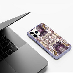 Чехол iPhone 11 Pro матовый Коллекция Фрактальная мозаика Фиолетово-желтый, цвет: 3D-светло-сиреневый — фото 2