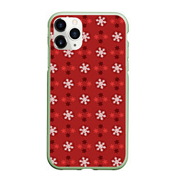 Чехол iPhone 11 Pro матовый Snowflakes, цвет: 3D-салатовый