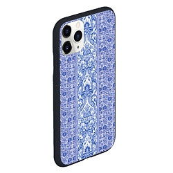 Чехол iPhone 11 Pro матовый Русские узоры Гжель, цвет: 3D-черный — фото 2